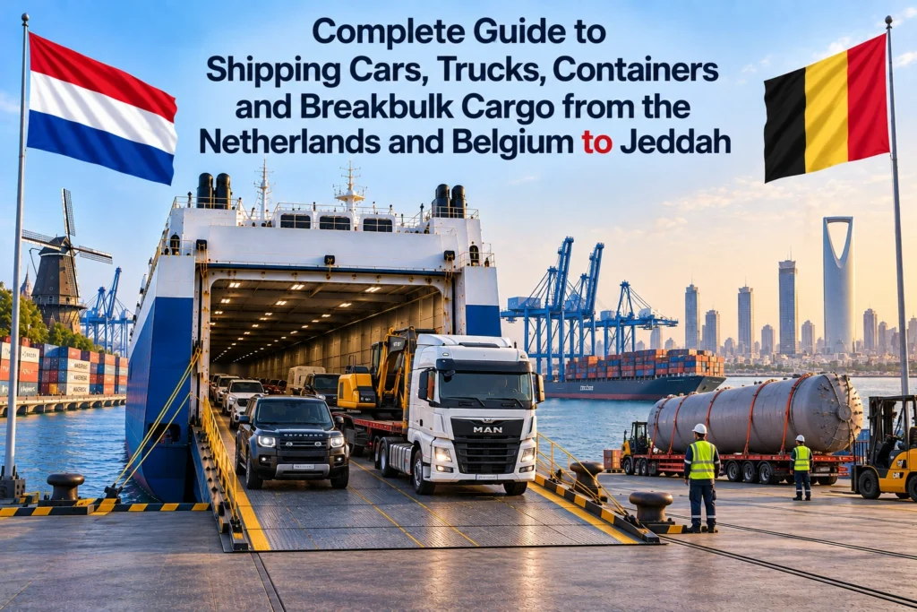 Volledige gids voor het verschepen van auto’s, vrachtwagens, containers en stukgoed vanuit Nederland en België naar Jeddah